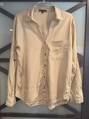 Matty M Beige Button-Down Casual Shirt